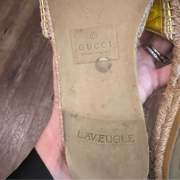 GUCCI interlocking G espadrille sandal gold metallic - Picture 9 of 14